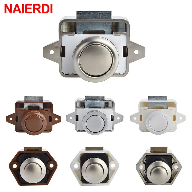 NAIERDI 10 pièces, camping-Car, verrouillage à poussée, diamètre RV, caravane, bateau, moteur, maison, armoire, tiroir, loquet, bouton, serrures, quincaillerie de meubles