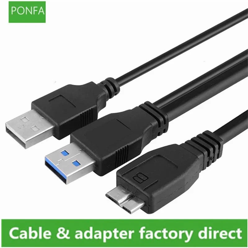 Câble de transfert de données pour disques durs externes, USB 3.0, Touriste Power, Y Shape 2 X Type a vers Micro B, haute vitesse jusqu'à 5 Gbps, 0.6m, 1m
