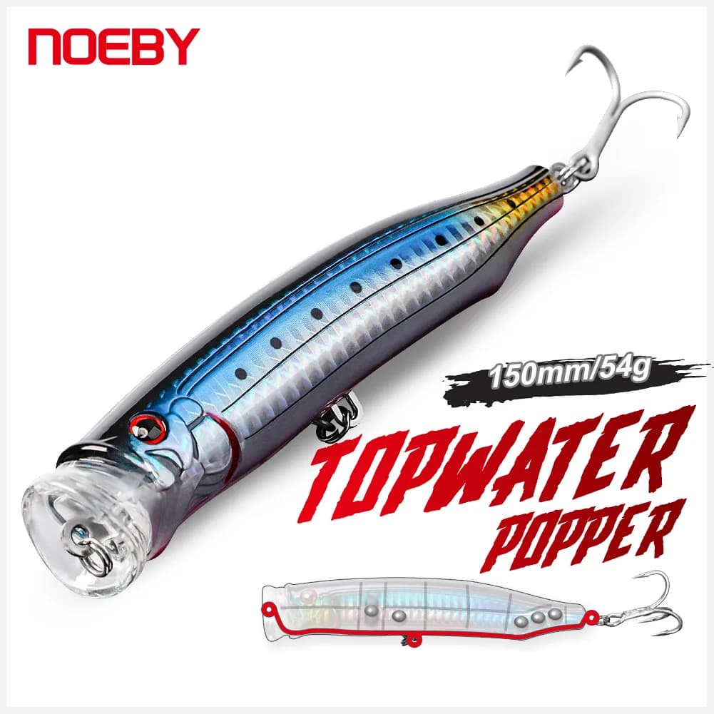 Noeby leurre de pêche alimentation Topwater Popper 150mm 55g grand Spalsh Wobbler Popper appât dur artificiel pour mer GT thon leurre de pêche