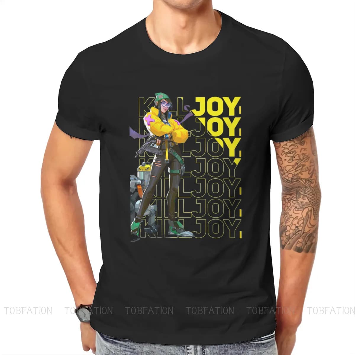 T-shirt à col ras du cou pour homme, vêtement classique et ample, kyljoy VALORANT Game, Punk, Harajuku