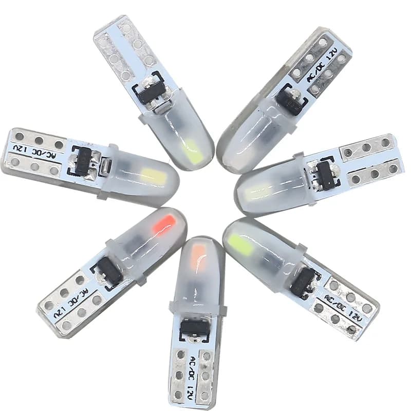 Ampoule Led T5 W3W W1.2W, 5 pièces, indicateur lumineux intérieur de voiture, jauge de tableau de bord, lampe à cale, Signal automatique 12V blanc rouge