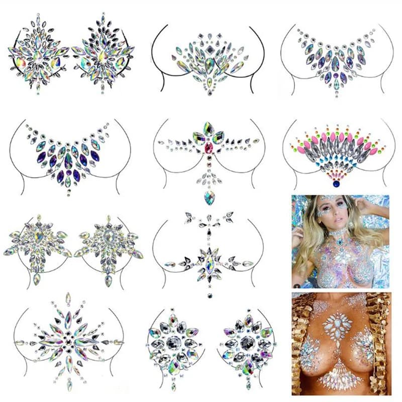 Continents-Autocollants de Soutien-Gorge en Clip, Pétale de Poitrine, Accessoires Respirants, Tatouage