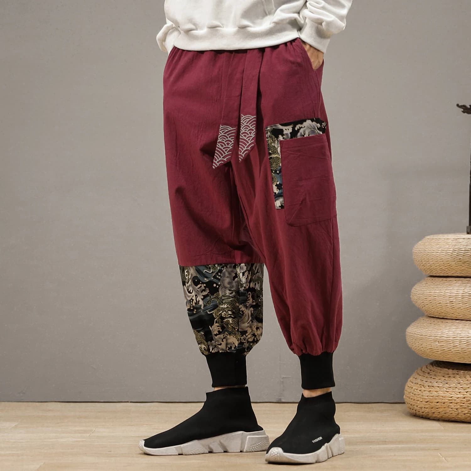Nouveaux hommes Vintage pantalon Cargo décontracté 2025 automne broderie mode Hip Hop Joggers mâle sarouel surdimensionné pantalon ample