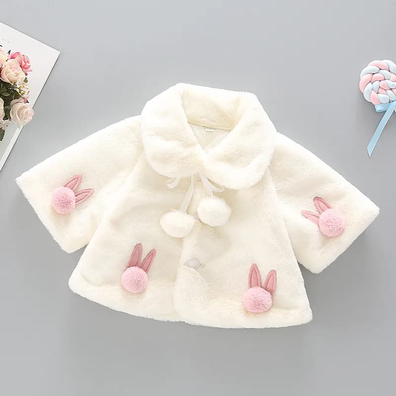Vestes d'hiver pour bébé fille, vêtements mignons, cape de princesse de noël, vêtements d'extérieur chauds d'automne en fausse fourrure, manteau en peluche pour bébé