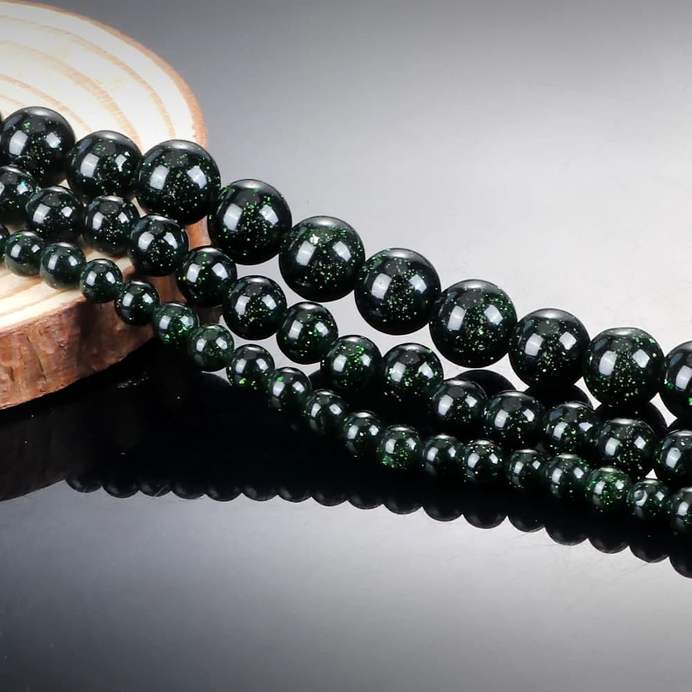 Pierre de grès verte naturelle en vrac, ronde, pour la fabrication de bijoux DIY, accessoires de 4, 6, 8 mm, pour bracelets, colliers, cadeaux