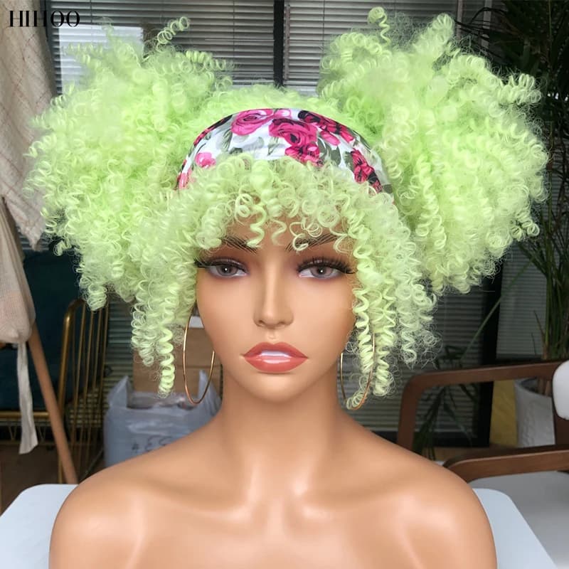 Perruques Afro bouclées crépues courtes avec frange pour femmes noires, perruque synthétique naturelle brune mixte Blonde, perruque de fête Cosplay quotidienne, 14 pouces