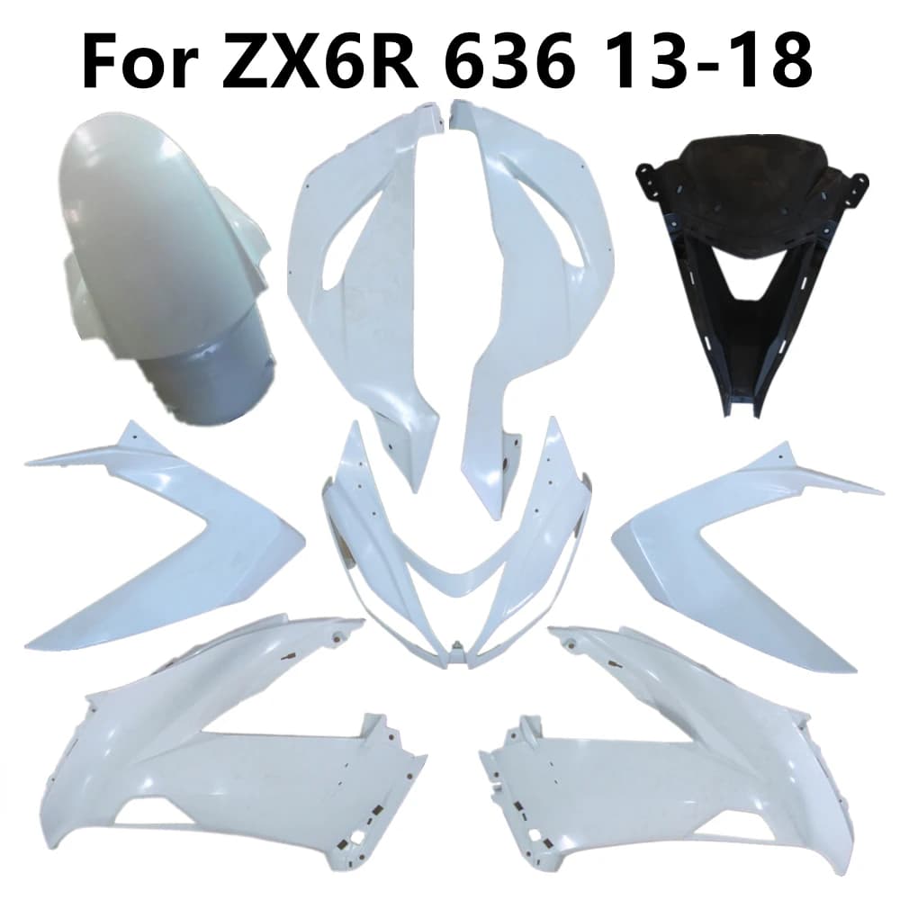 Pièces de carénage en plastique non peintes pour moto, ZX6R, 2013, 2014, 2017, 2018, composants, 636, 13, 14, 17, 18, pack, magasins et capot droit