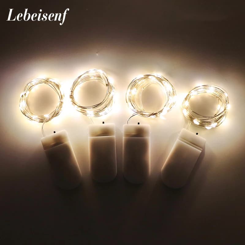 Mini guirxiété lumineuse de Noël en fil de cuivre étanche, lumière dégradée, CR2032, batterie 62 LED, guirxiété lumineuse pour mariage, fête de Noël