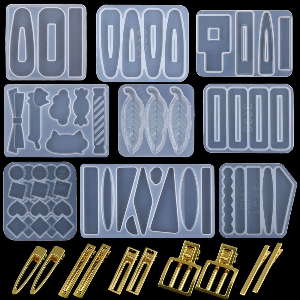 Bricolage résine époxy pince à cheveux épingle à cheveux moule en Silicone à la main cristal résine moulage moules résine fabrication de bijoux résine moulage moules