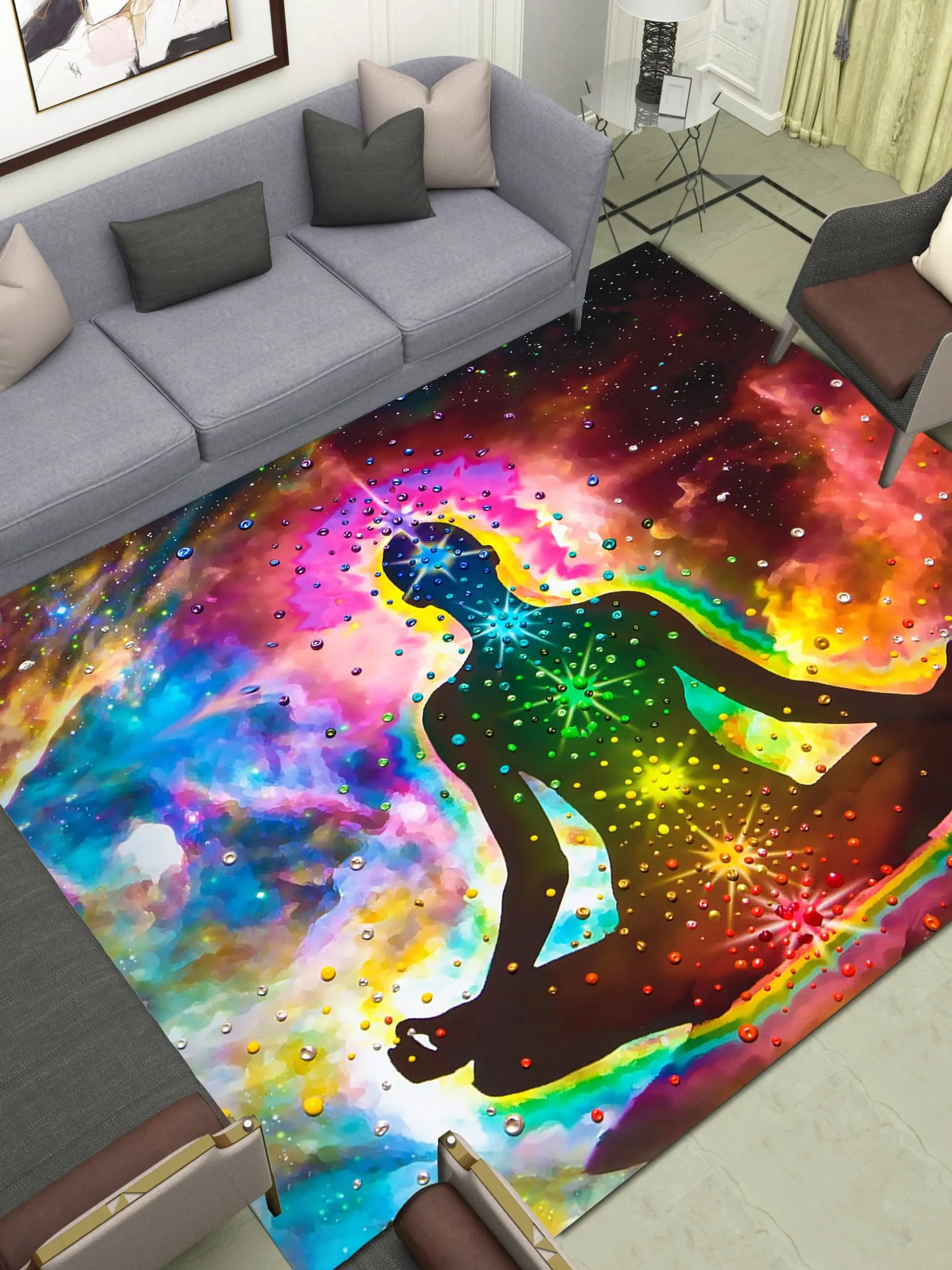 Grand tapis de sol de méditation de statue de bouddha indien, tapis de yoga colorés, 7 chakras, mandala, salon, chambre à coucher, maison, zone lea