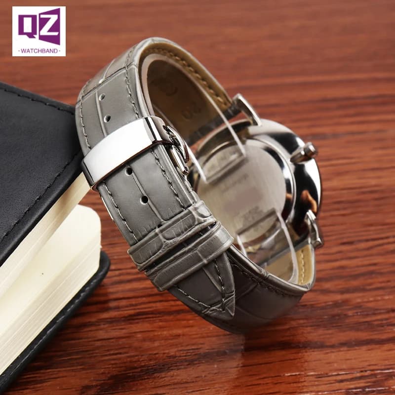 Bracelet de montre en cuir véritable gris 16mm 18mm 20mm 22mm 21mm bracelet de montre en cuir de vache bracelet de couleur grise montres souples ceintures de bande