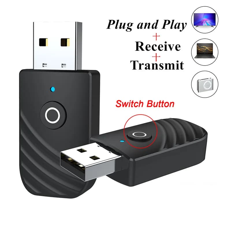 Grwibeou sans fil USB Bluetooth 5.0 transmetteur Audio récepteur 3in1 adaptateur pour TV PC voiture USB Dongle
