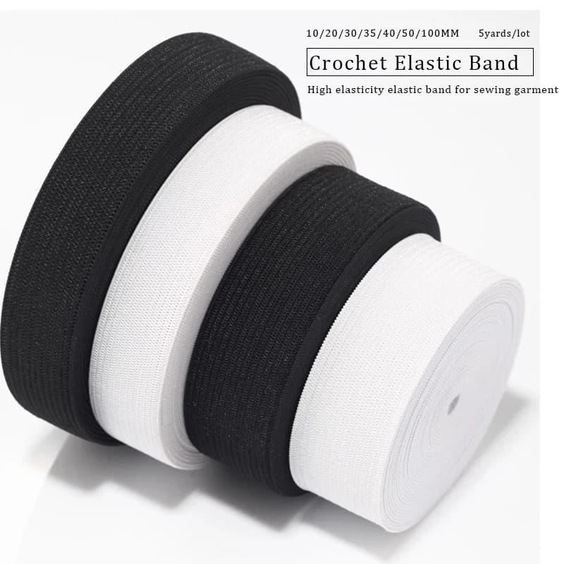 Bandes artificiel astiques en Nylon Blanc et Noir, 2 à 10 Mètres, artificiel astique pio à Haute artificiel asticité pour la Couture de Vêtements, Accessoires pour Jupes FJShorts