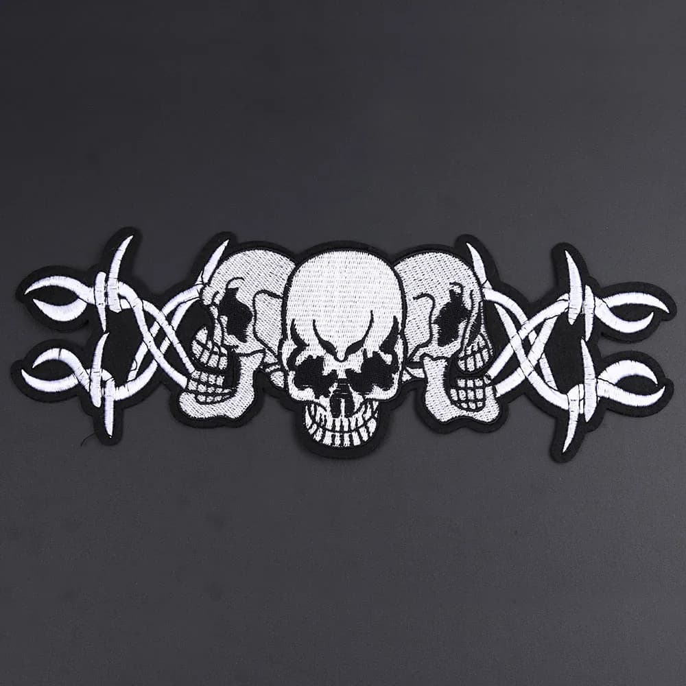 Grands patchs de haute qualité, badges et décalcomanies personnalisés à motif crâne punk pour la décoration DIY de vestes en jean et de combinaisons de moto