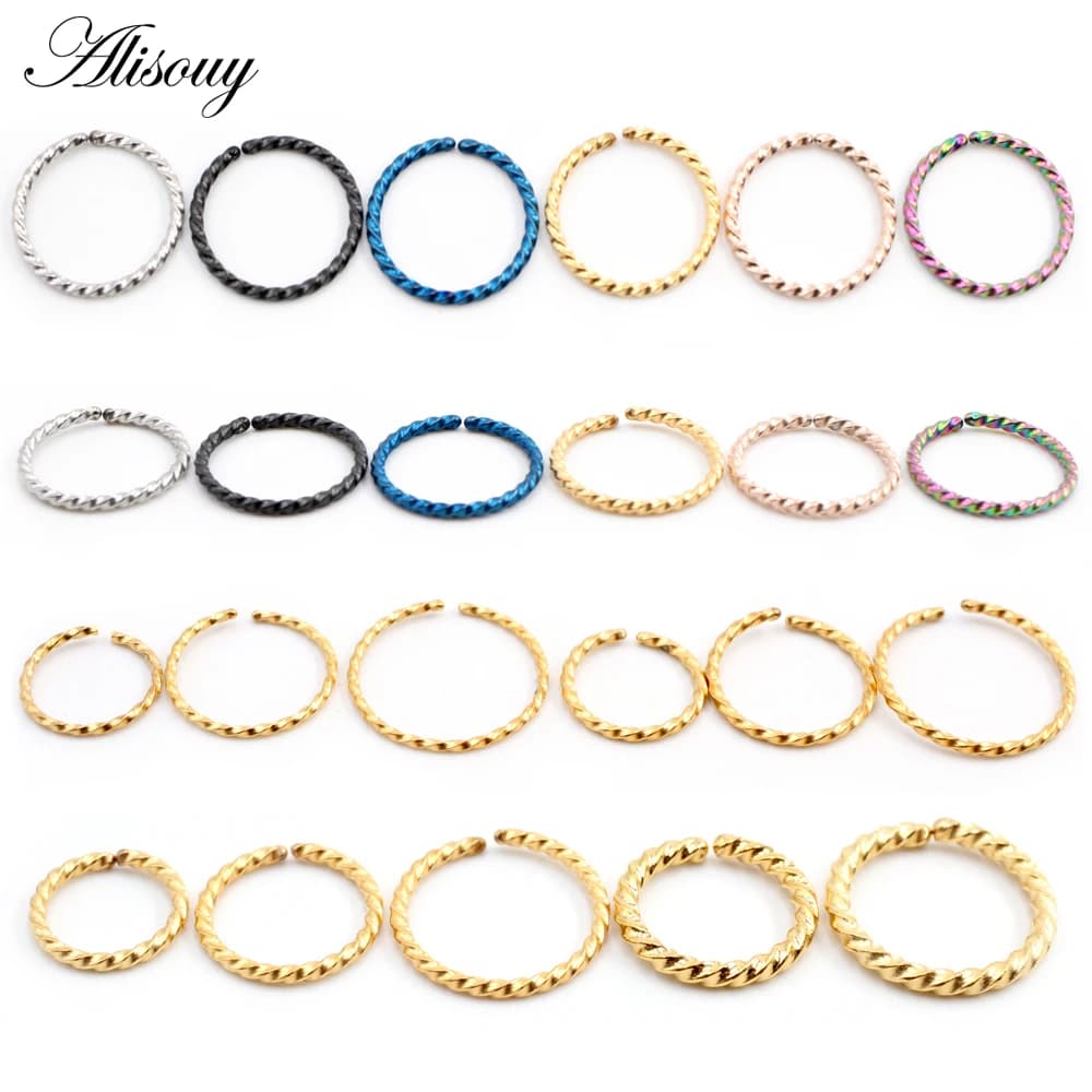 Alisouy-Boucles d'oreilles créoles à clip en acier inoxydable, anneau antarctique fin, septum, hélice, ovale ine, labExamen, Jul