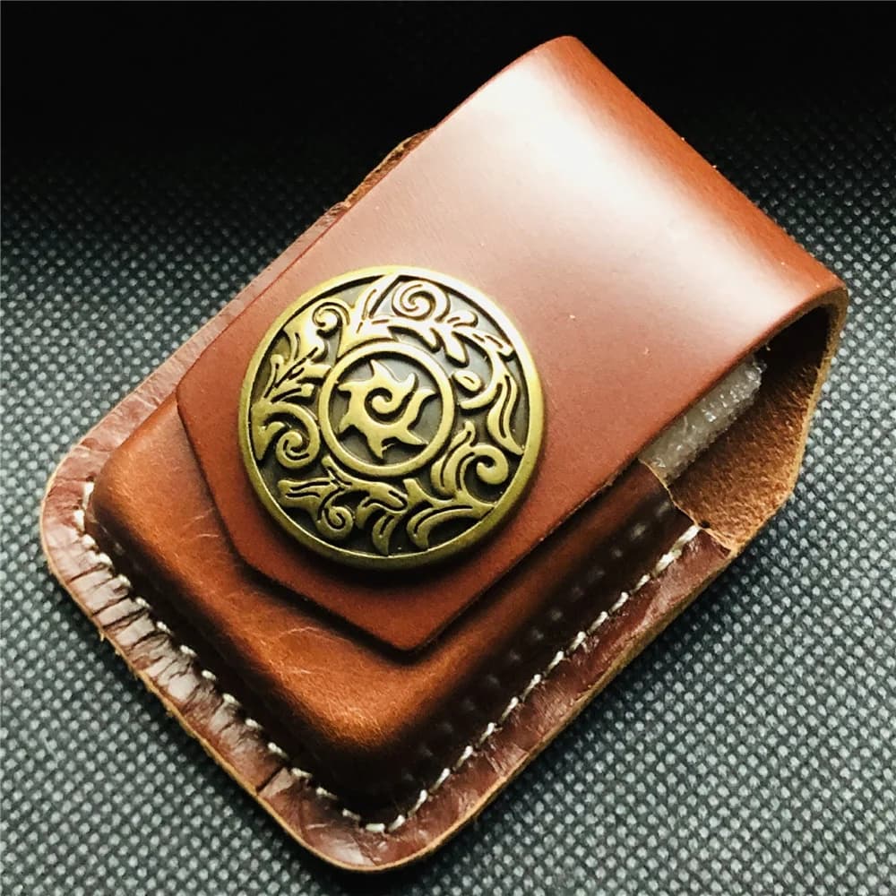Étui de ceinture vintage en cuir véritable fait main à motif croisé pour briquet Zippo, sacoche de taille, cadeau pour homme