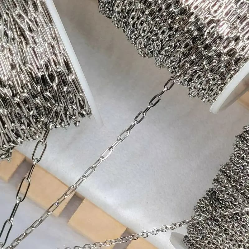 Chaîne de collier en acier inoxydable de 2 mètres, pour la fabrication de bijoux à bricoler soi-même, maillons de câble Rolo, chaînes en vrac, accessoires de Bracelet faits à la main