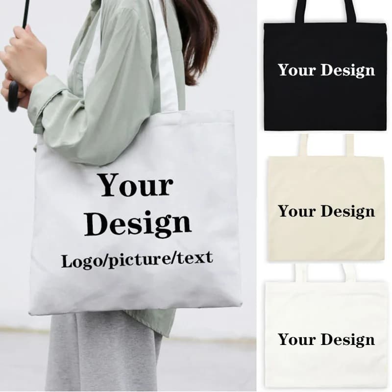 Sac fourre-tout personnalisé ajoutez votre texte/Logo/image sacs à provisions de conception originale sac à main avec fermeture éclair sacs en toile de mode pour femmes