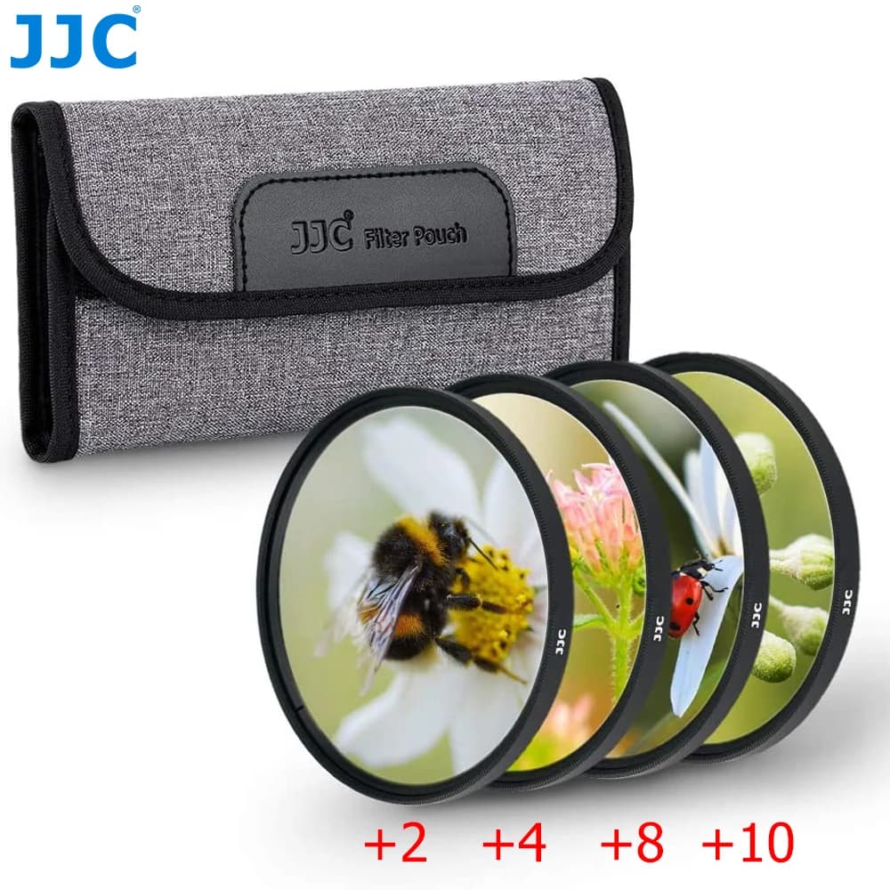 JJC Macro gros plan ensemble de filtres + 2 + 4 + 8 + 10 gros plan 40.5mm 49mm 52mm 55mm 58mm 62mm 67mm 72mm 77mm + pochette de filtre pour DSLR