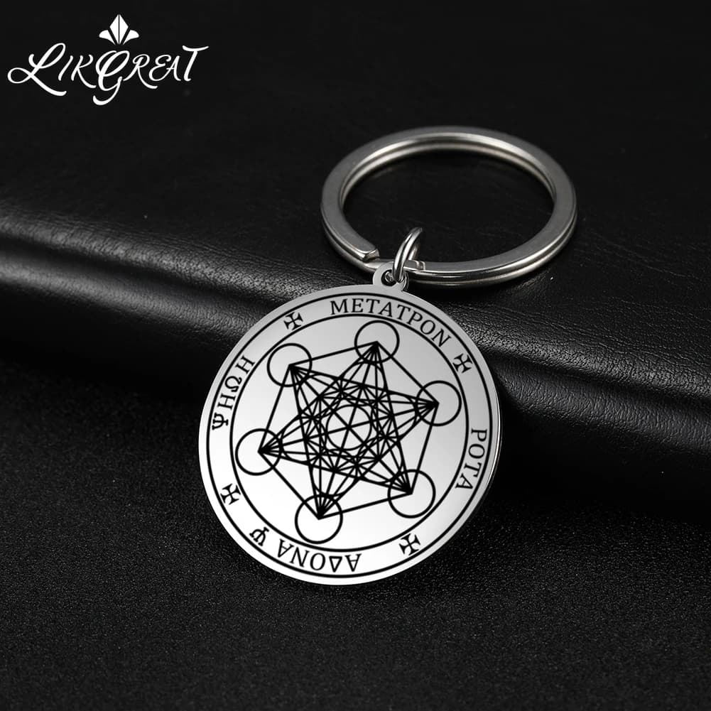 Arcange Metatron ange de la vie sceau salomon voiture porte-clés accessoires Gadgets pour hommes femmes Talisman porte-clés en acier inoxydable