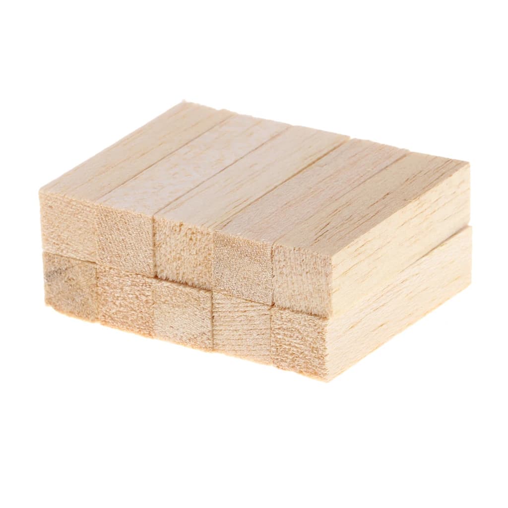 10 pièces de blocs en bois de Balsa, Cubes en bois, bâtons en bois naturel, bloc de bâton carré en bois de Balsa, tige de cheville artisanale en bois