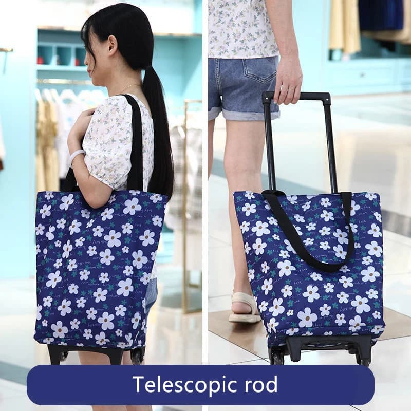 Sac à Roulettes Pliable et Réutilisable, pour Épicerie, mir à Lanières, pour Grand Supermarché Alimentaire, avec Cuillère à Souper