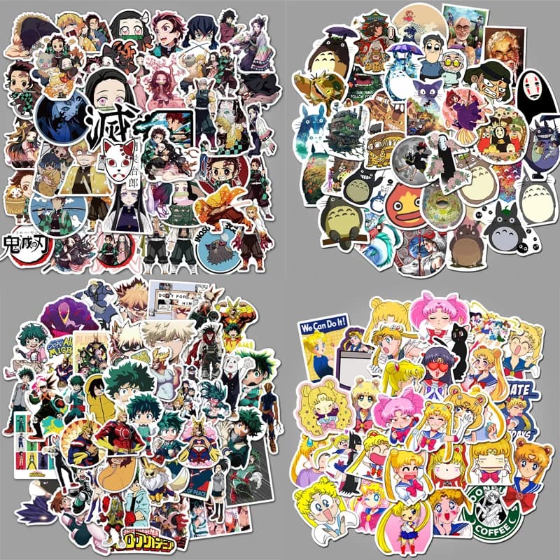 Autocollants de dessin animé japonais Demon Slayer Nezuko My Hero Academia, étiquette étanche pour Skateboard, ordinateur portable, DIY bricolage, 50 pièces