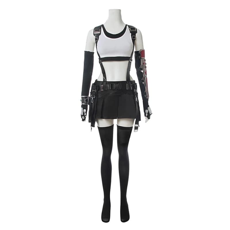 Costume de Cosplay Tanza Lockhart VII pour Femme et Fille, Tenue de dehors, Jupe Verte FF7, Perruque d'Halloween