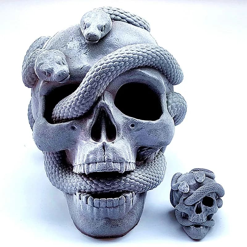 Nouveau produit en 2021 ! Moule en silicone en forme de crâne et de serpent, idéal pour créer des modèles en plâtre, en résine, des bijoux, des bonbons, des glaçons, des chocolats et des décorations
