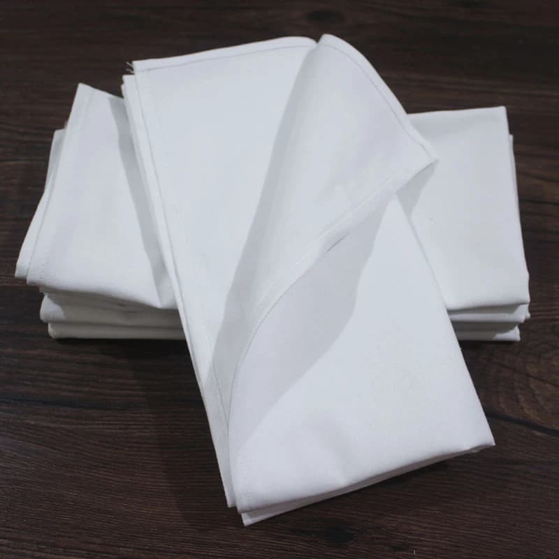 Serviettes de table en coton blanc, serviette de table, mouchoir de gril, décoration d'hôtel, fête de mariage, 48x48cm, 1PC