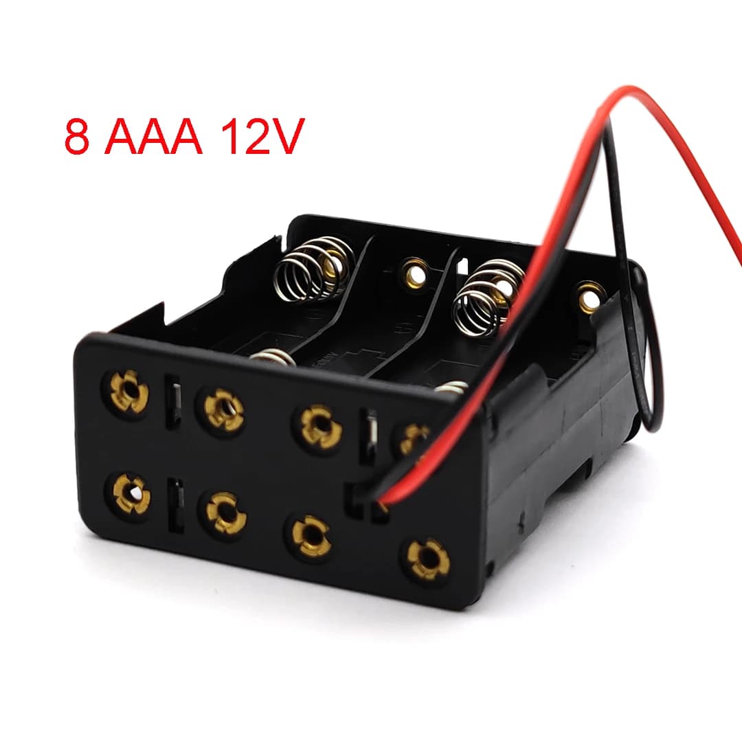 Boîtier de support de batterie 8 AAA 12V, support de batterie à ressort Double face avec fil de plomb arrière par arrière, boîte de batterie en plastique AAA