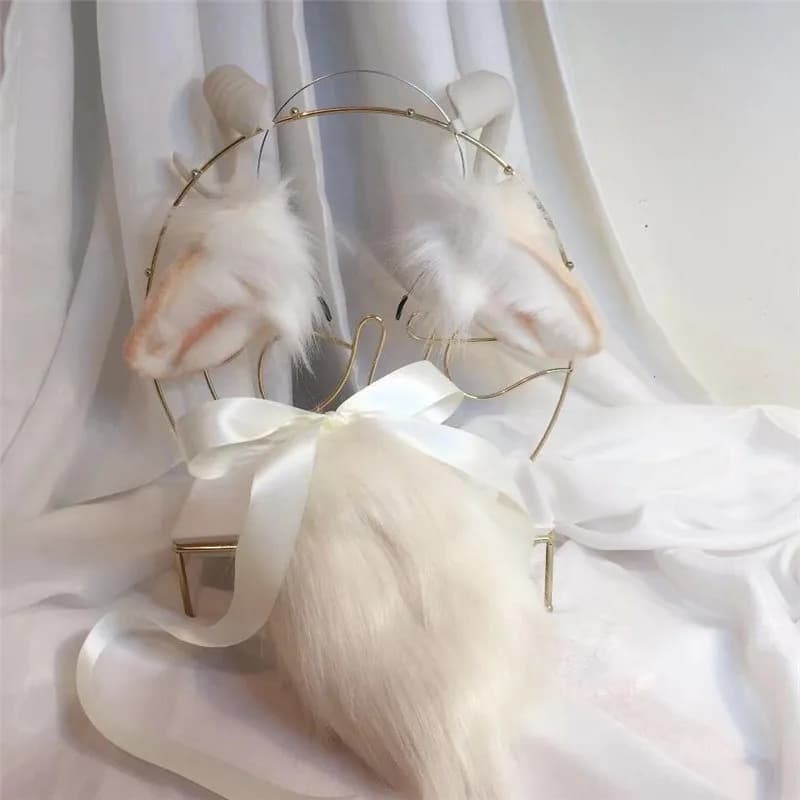 COéventuelles LAY personnalisé fait à la main pour femmes et filles, simulation d'oreille de mouton et de bête, queue d'oreille, loup, chat, renard, cerceau de cheveux d'oreille d'anime