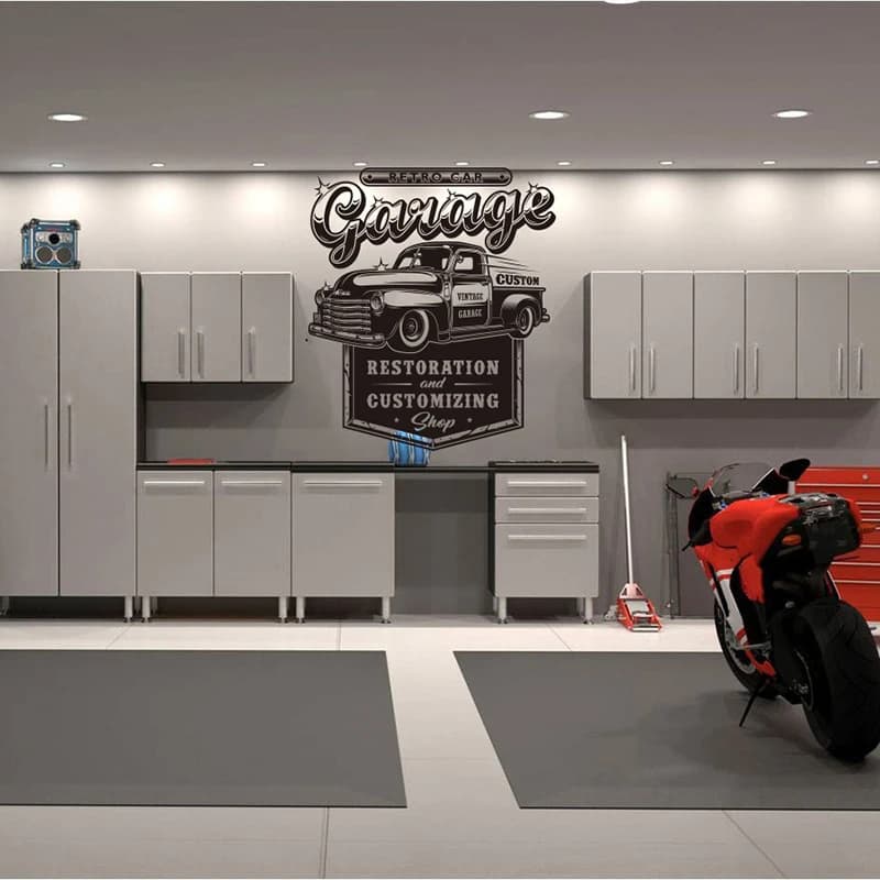 Autocollant mural de dominaison de garage de service de réparation de voiture rétro, grand autocollant mural d'atelier de service automatique, décor en vinyle personnalisé