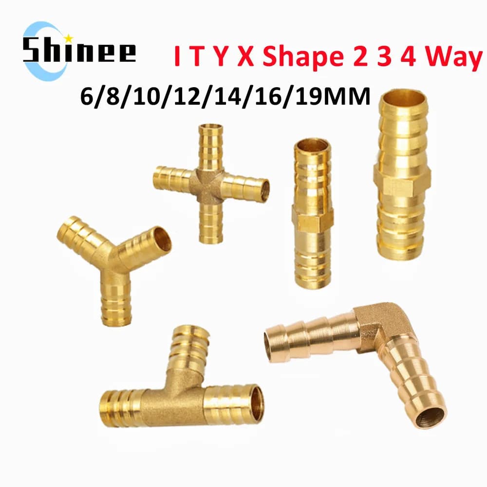 Raccord de tuyau en laiton, coude droit en forme de T Y X, connecteur 2 3 4 voies pour Tube d'eau en cuivre de 6mm à 19mm 8mm 10mm 14mm 16mm 19mm