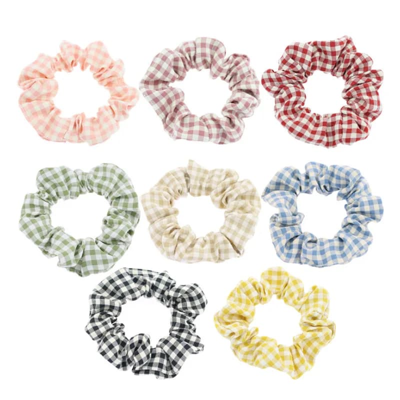 Chouchous à carreaux Style rafraîchissant pour femmes, bandes élastiques pour cheveux, cravates pour filles, accessoires pour cheveux