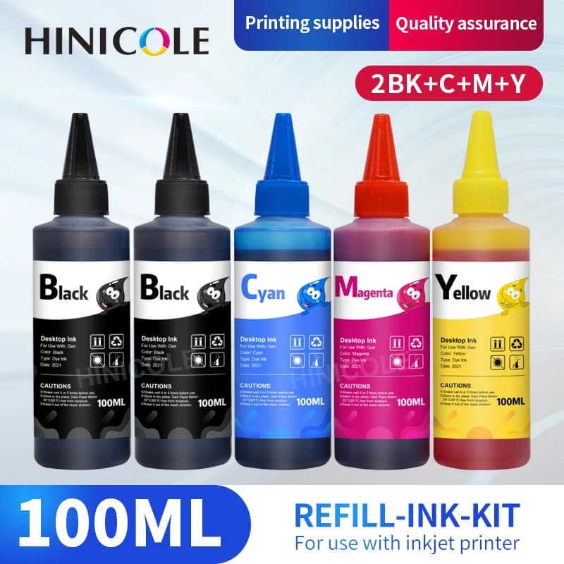 Kit d'encre universel HINICOLE 100ML pour imprimantes à jet d'encre Epson, Canon, HP, Brother, cartouche d'encre CISS