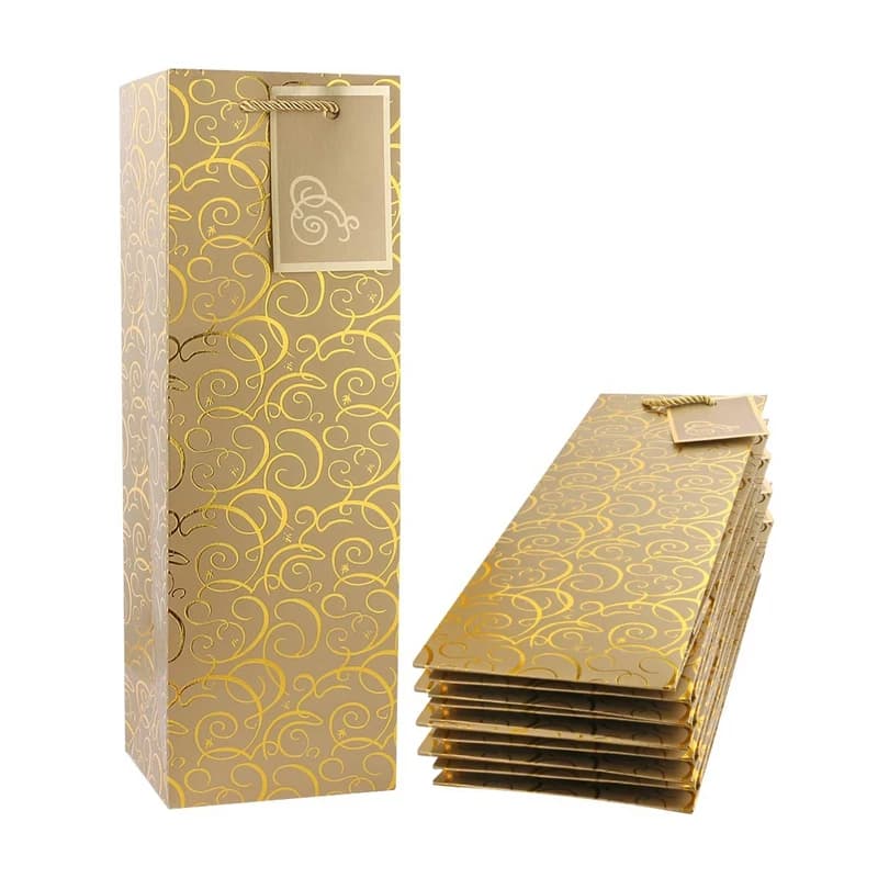 Sacs à vin en papier kraft avec foy, bouteille unique, en vrac pour Noël, fête, magasin, 10 pièces