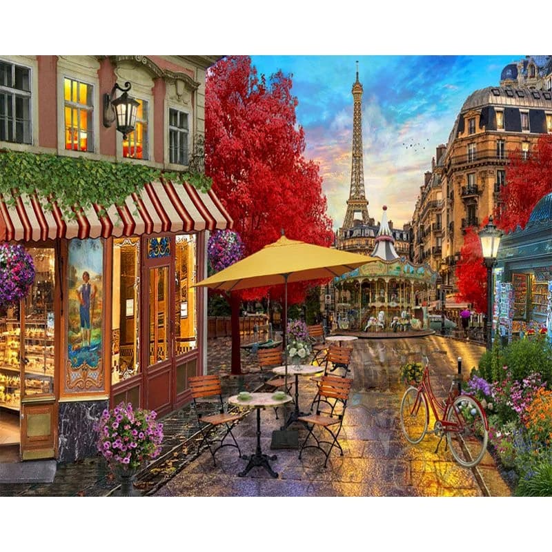 YZTORY-Cadre de peinture acrylique avec numéros, 60x7, décor mural, paysage de Paris, dessin sur toile, kits peints à la main, cadeau unique