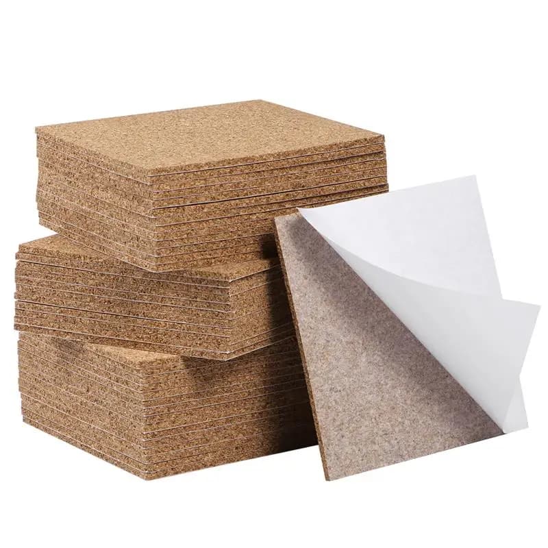Feuilles de liège carrées auto-adhésives 95x95x3mm, 50 pièces, pour bricolage, sous-verres, carreaux de liège, tapis de tasse, napperon, décor de Table à manger, boisson