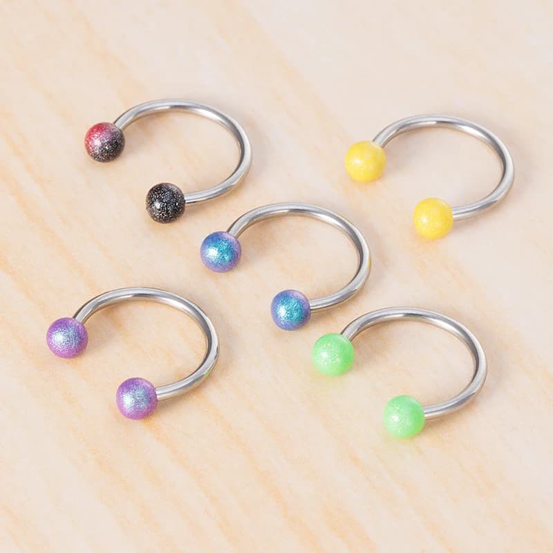 Anneaux de nez en fer à cheval en acrylique, 5 pièces de 8mm 10mm, Septum, bijoux de Piercing Cartilage Helix Tragus boucle d'oreille, anneau de Piercing à lèvres 16G