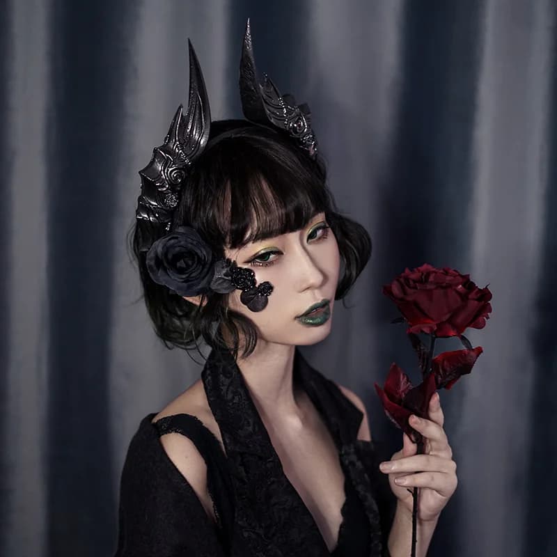 Bandeau de sauna gothique Steampunk, cornes maléfiques, photographie de fête d'Halloween, coiffure Lolita