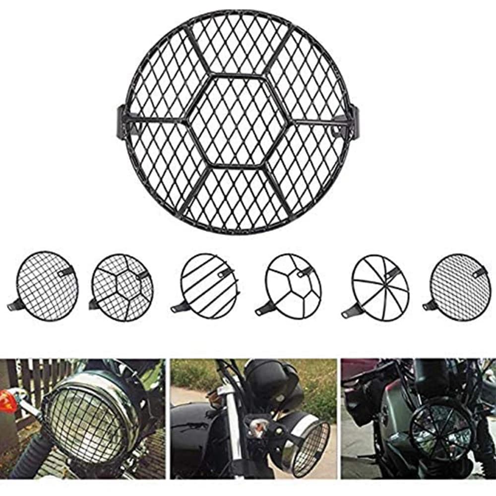 Masque de protection en maille pour phare de moto, 7 pouces, rétro, Vintage, protection universelle sur le côté