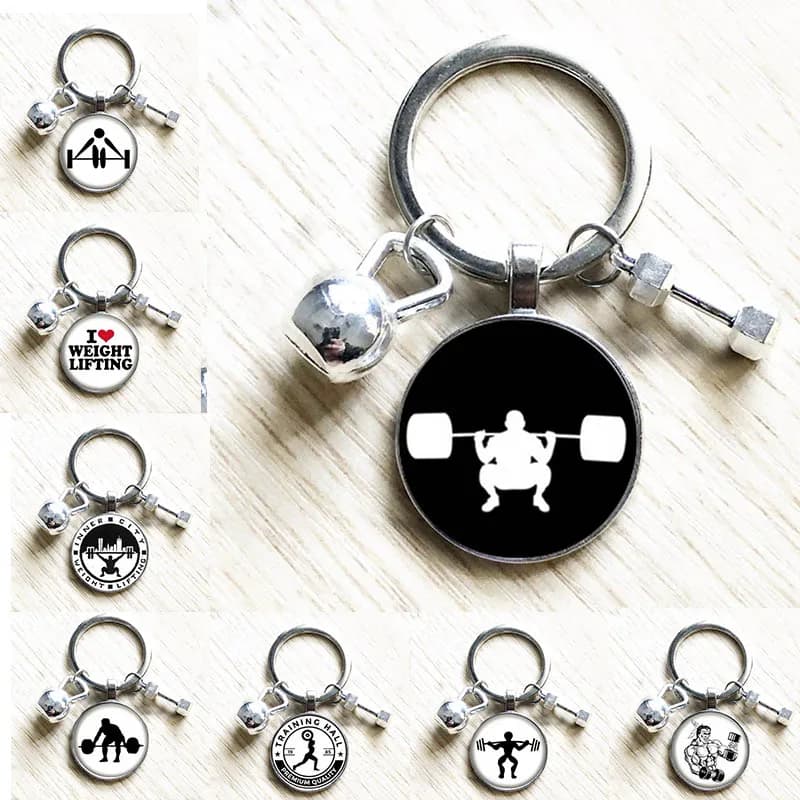 Porte-clés de levage de fitness WePackage classique, porte-clés de modèle de musculation rétro