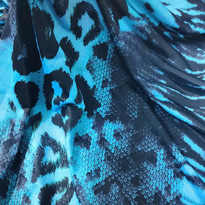 Bon, motif serpent bleu, impression léopard, tissu élastique tricoté en coton/Spandex, bricolage, couture, maillot de bain, robe, tissu pour maillots de bain