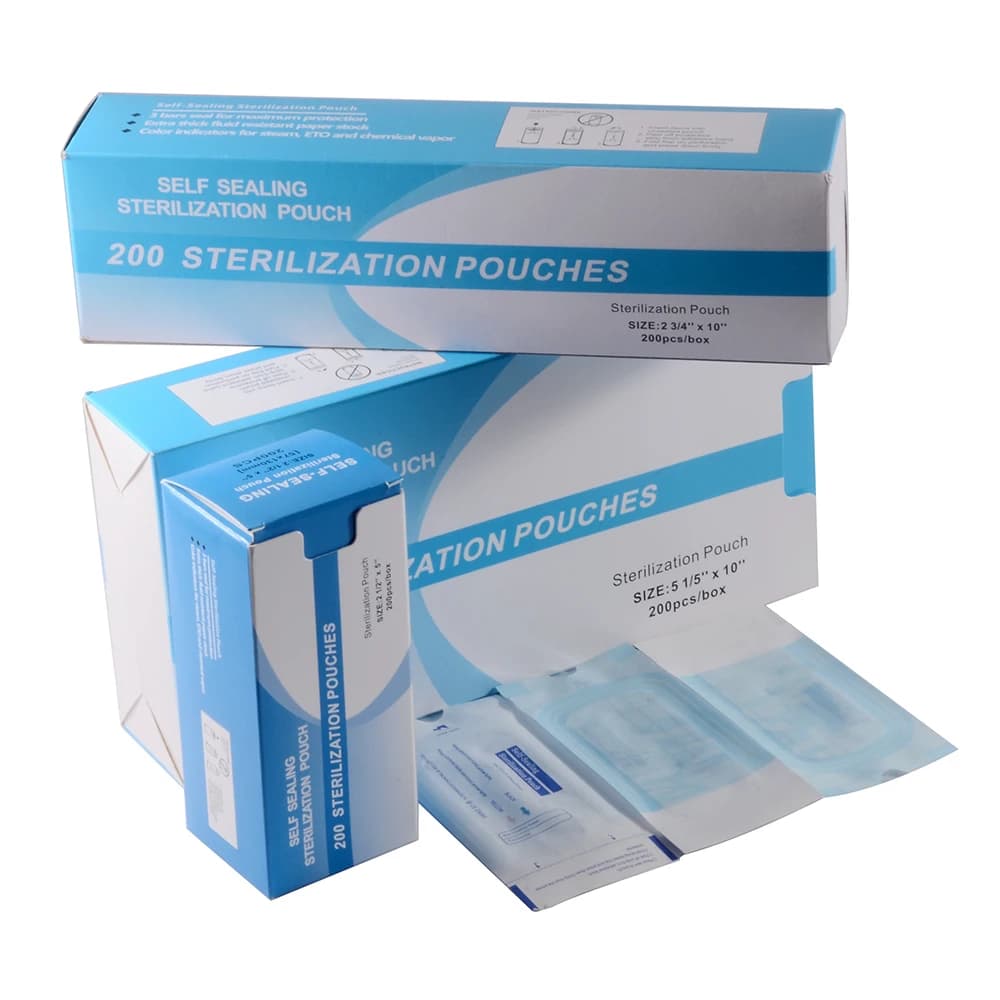 Sacs de stérilisation auto-scellants, 200 pièces/boîte, papier jetable de qualité médicale pour dentisterie + Film CPP/PET, fournitures d'odontologie