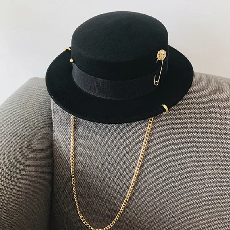 Fibonacci-Chapeau Fedora en feutre de laine pour hommes et femmes, chapeaux plats fantaisie, casquette punk européenne, mode de rue, tendance sauvage, rétro, 2021