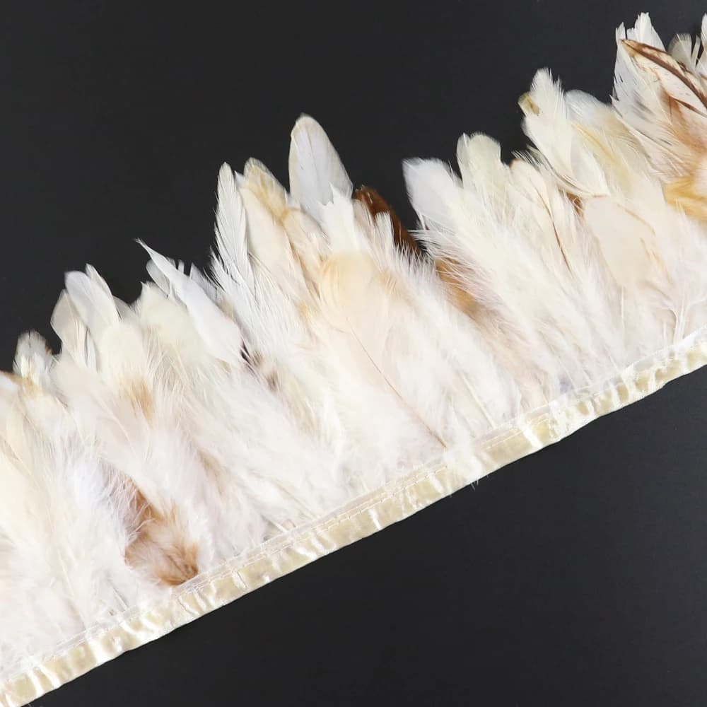 Juju Hat Ruban de plumes de coq de 1 mètre, franges de 10-15 cm, pour la décoration, les loisirs créatifs et les accessoires de tapisserie