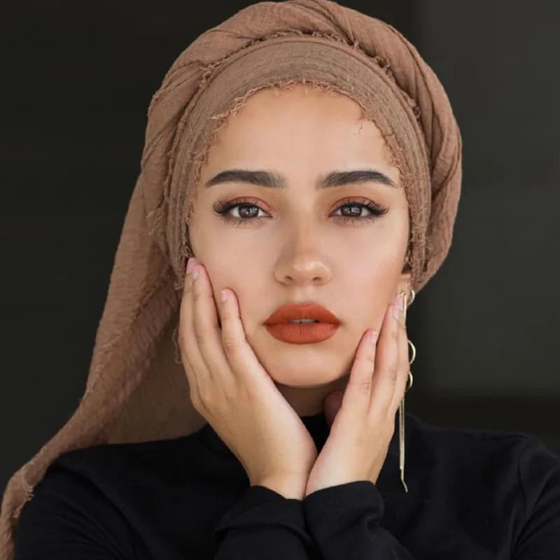 Musulman froissé 70*175Cm femmes Hijab écharpe doux coton foulard islamique bandeau Hijab Femme Musulman comme mariage Hijab