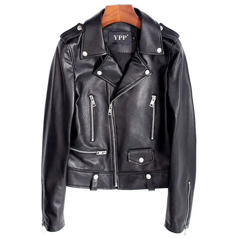 Vestes en cuir de mouton véritable pour femmes, manteau en cuir véritable pour dames, noir de luxe, vêtements de motard de moto, haute qualité