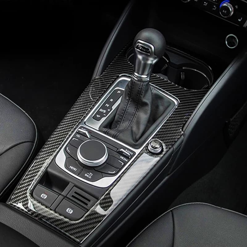 Couverture de décoration de panneau de changement de vitesse de console centrale de style de voiture, garniture d'autocollant pour Audi A3, 8V, S3, 2014-2019, accessoires en fibre de carbone